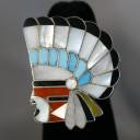 Zuni Inlay Chiefs Head Ring 